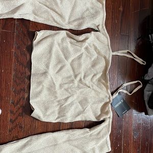 Sparkly long sleeve off the should shirt